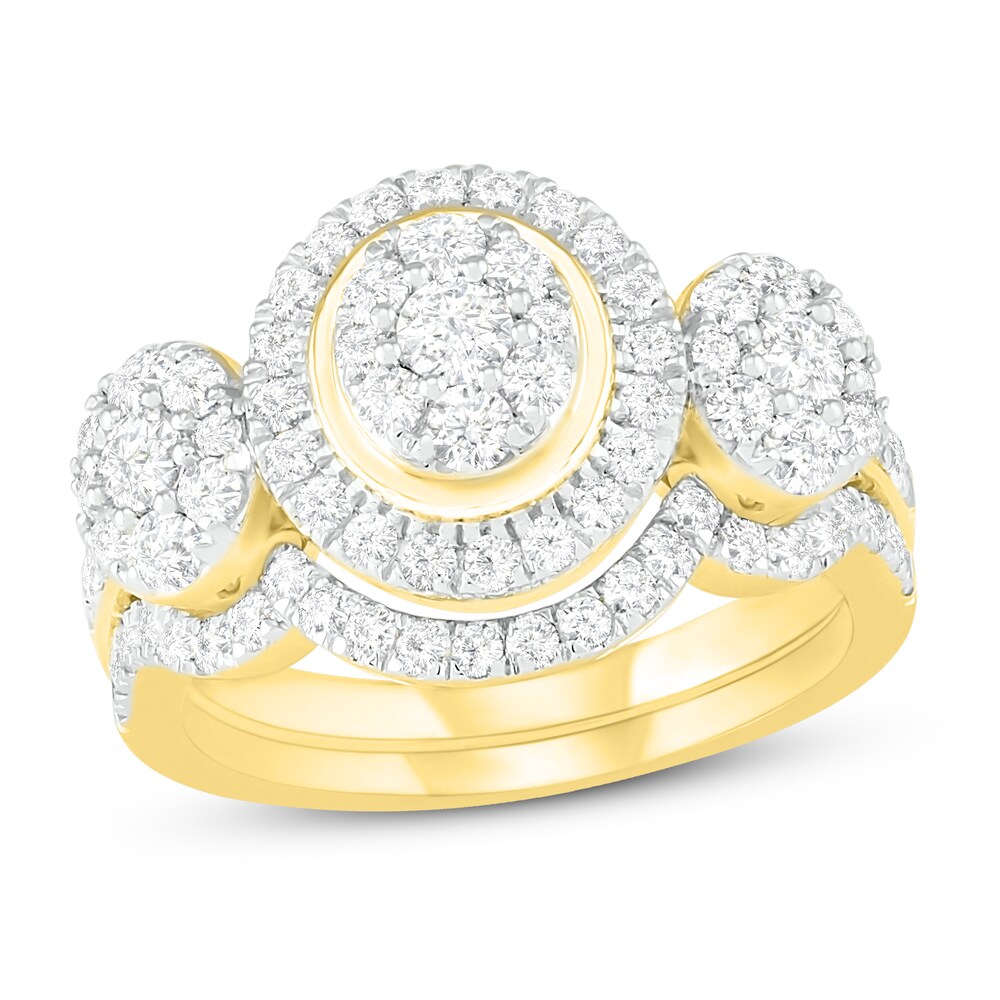 Diamond Bridal Set 1-1/2 ct tw Round 14K Yellow Gold 6Wb44X8q Diamond Bridal Set 1-1/2 ct tw Round 14K Yellow Gold 6Wb44X8q