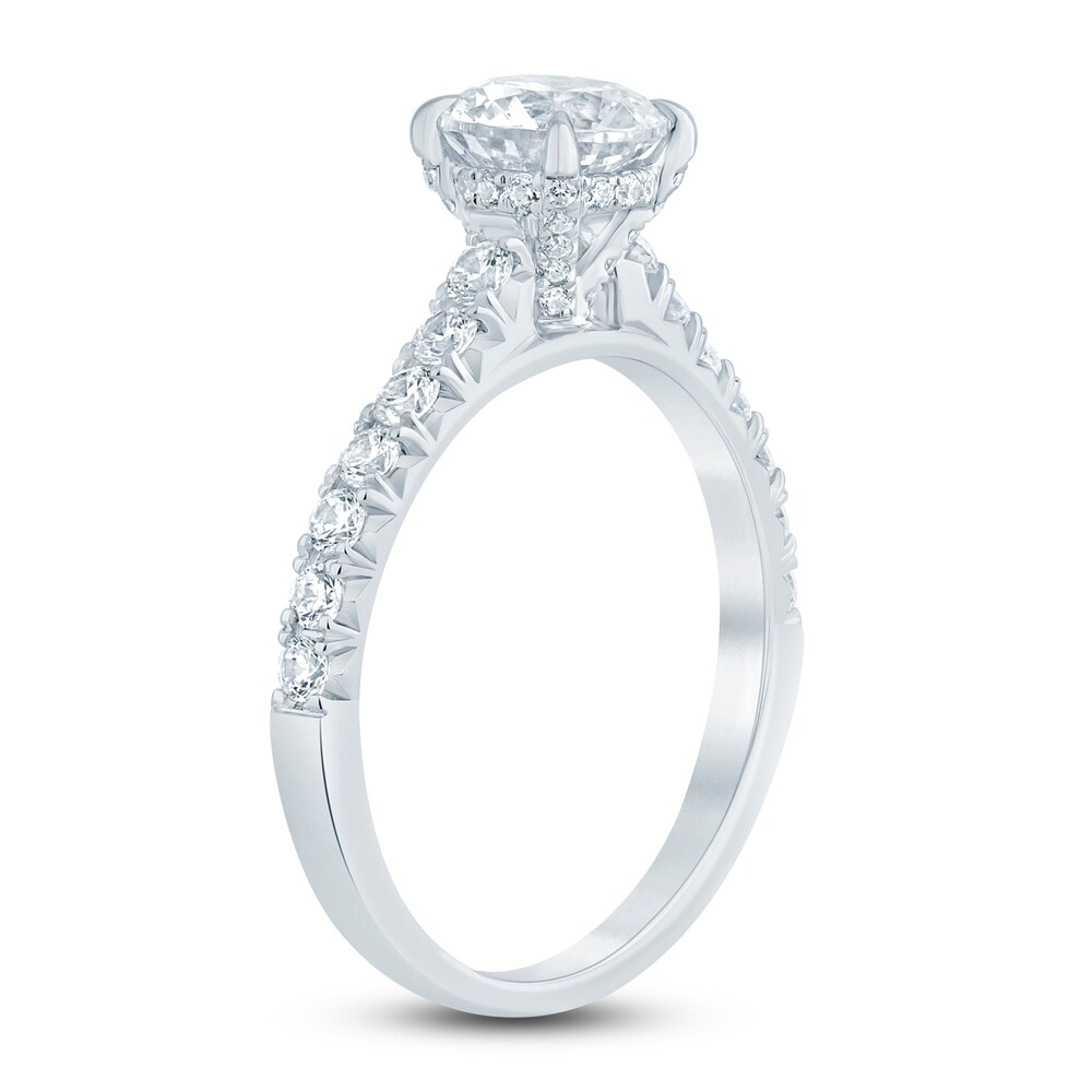 Diamond Hidden Halo Engagement Ring 1-1/2 ct tw Round 14K White Gold 6kZnXwjd