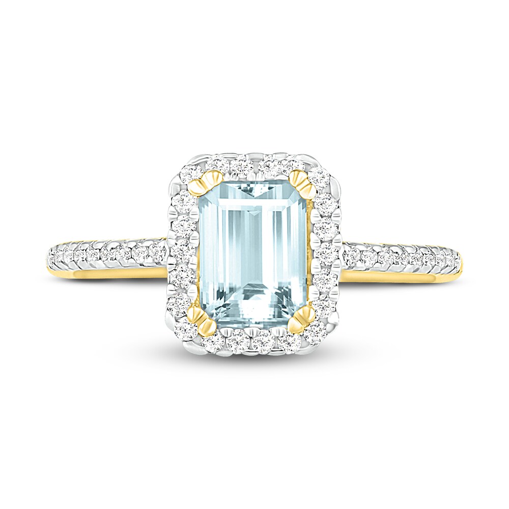 Natural Aquamarine Engagement Ring 1/4 ct tw Diamonds 14K Yellow Gold 6kefVDQz Natural Aquamarine Engagement Ring 1/4 ct tw Diamonds 14K Yellow Gold 6kefVDQz