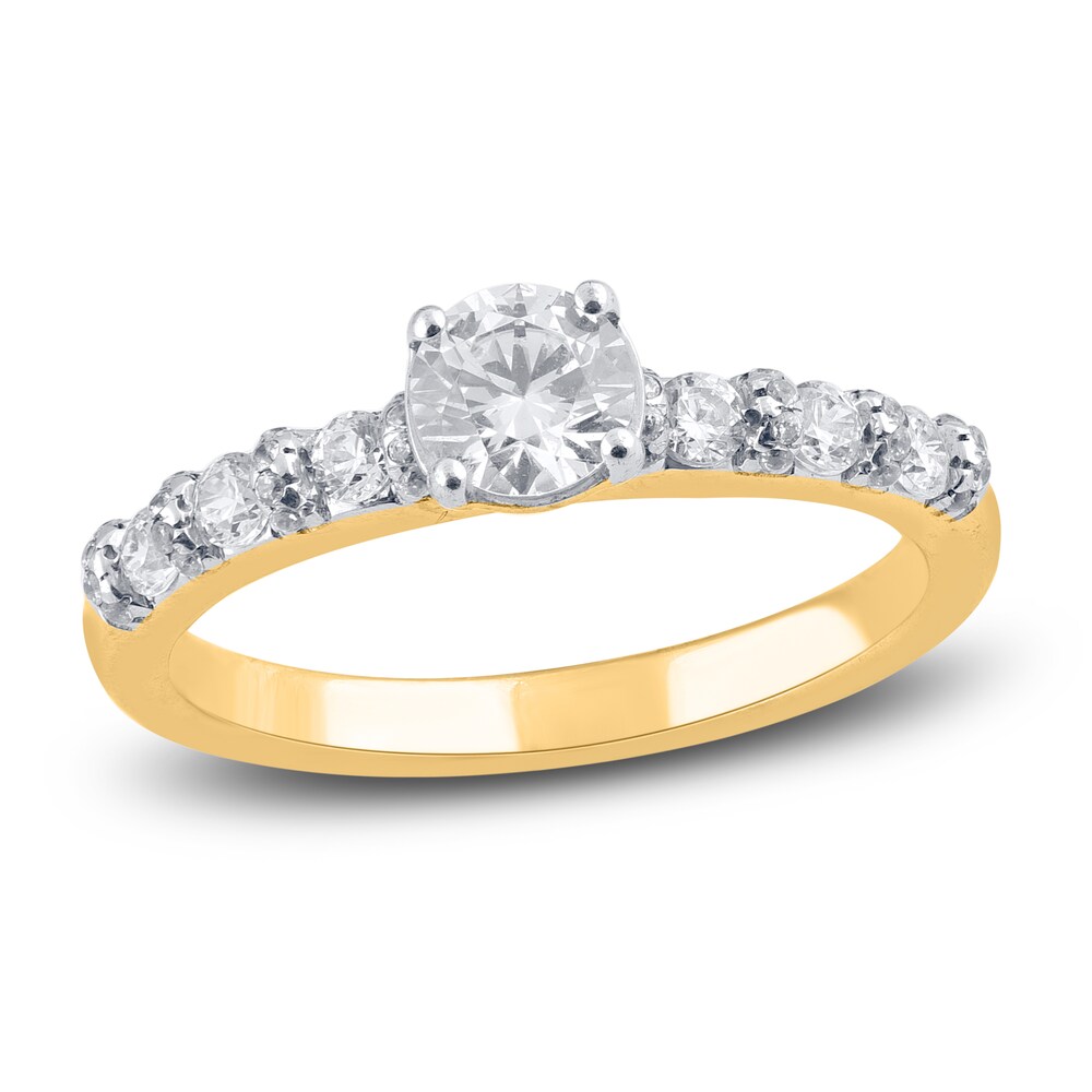 Diamond Engagement Ring 3/4 ct tw Round 14K Yellow Gold 7AbLikaz Diamond Engagement Ring 3/4 ct tw Round 14K Yellow Gold 7AbLikaz