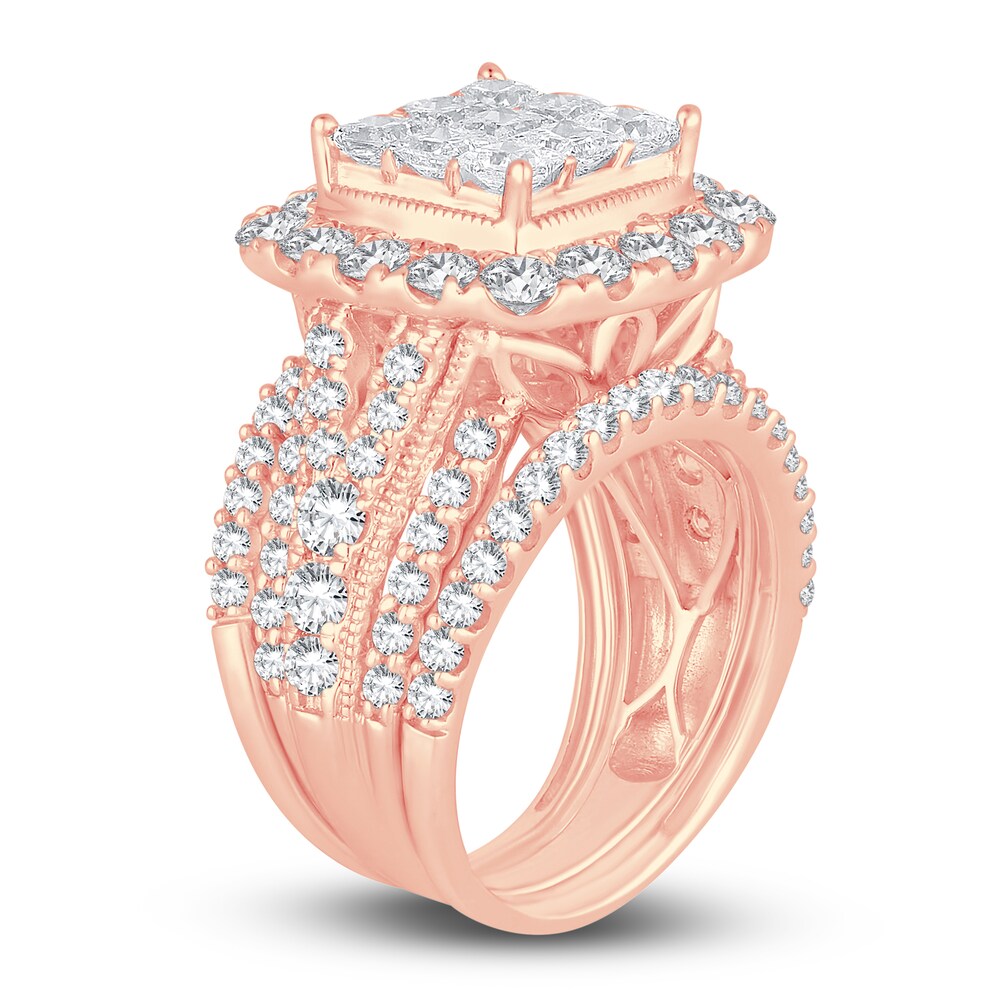 Diamond Ring 4 ct tw Princess/Round 14K Rose Gold 7Qkeb4TI Diamond Ring 4 ct tw Princess/Round 14K Rose Gold 7Qkeb4TI