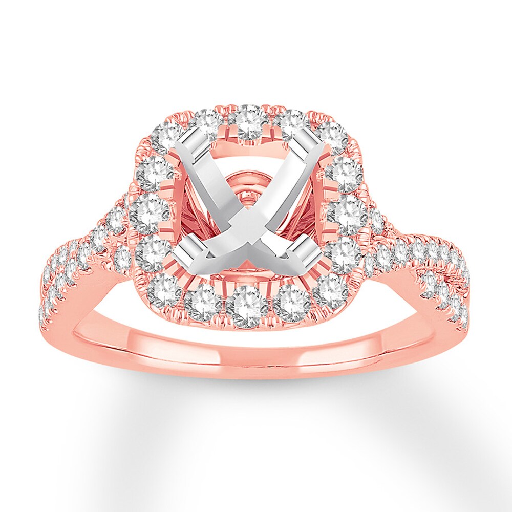 Diamond Ring Setting 3/4 carat tw Round 14K Rose Gold 7eRhv53b