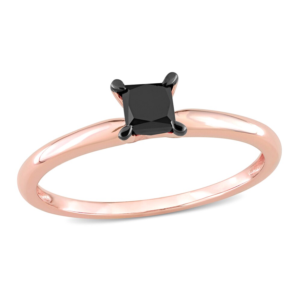 Black Diamond Solitaire Engagement Ring 1/2 ct tw Princess-cut 14K Rose Gold 80w5fXG4 Black Diamond Solitaire Engagement Ring 1/2 ct tw Princess-cut 14K Rose Gold 80w5fXG4