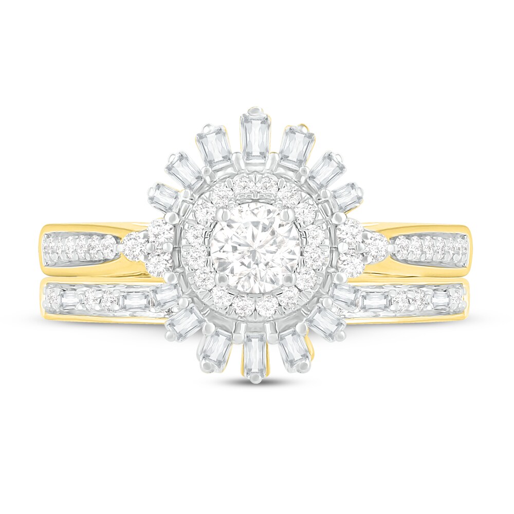 Diamond Bridal Set 3/4 ct tw Round/Baguette 14K Yellow Gold 87Bqpzjz Diamond Bridal Set 3/4 ct tw Round/Baguette 14K Yellow Gold 87Bqpzjz