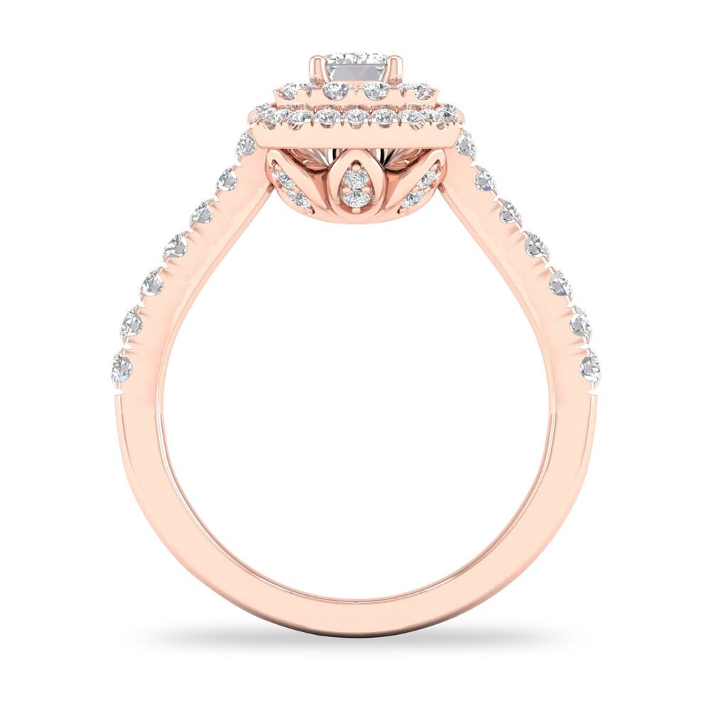 Diamond Ring 1 ct tw Emerald/Round-cut 14K Rose Gold 87KL30WI Diamond Ring 1 ct tw Emerald/Round-cut 14K Rose Gold 87KL30WI