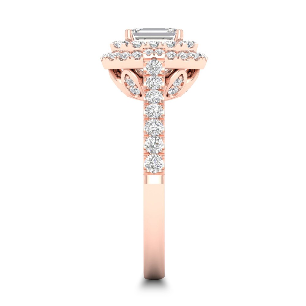 Diamond Ring 1 ct tw Emerald/Round-cut 14K Rose Gold 87KL30WI Diamond Ring 1 ct tw Emerald/Round-cut 14K Rose Gold 87KL30WI