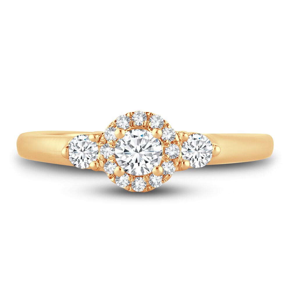 Diamond Halo Ring 3/8 ct tw Round 14K Yellow Gold 8IAuvOJP