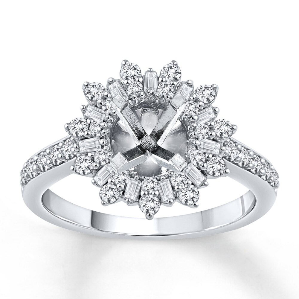 Diamond Ring Setting 5/8 ct tw Round/Baguette 14K White Gold 8NyJnkuB Diamond Ring Setting 5/8 ct tw Round/Baguette 14K White Gold 8NyJnkuB