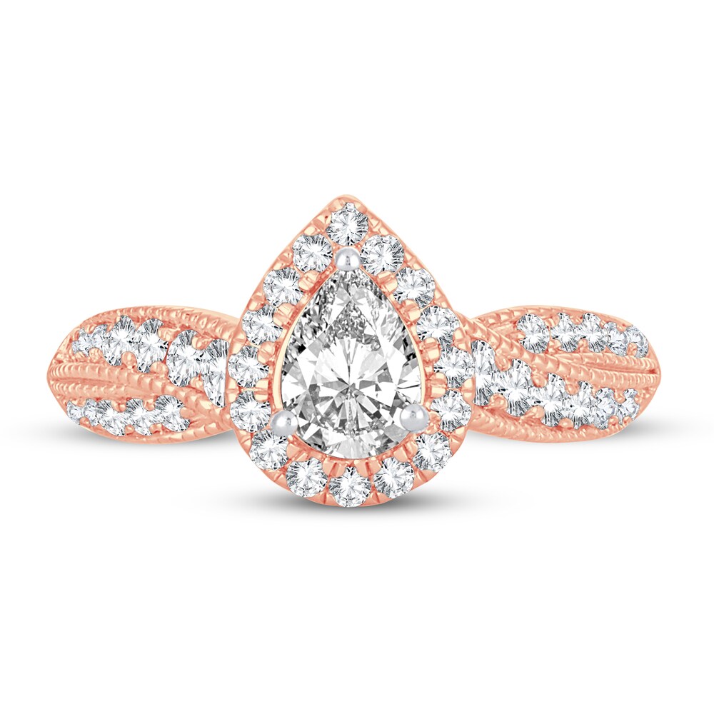 Diamond Engagement Ring 1 ct tw Round/Pear-shaped 14K Rose Gold 8Qby9PvU