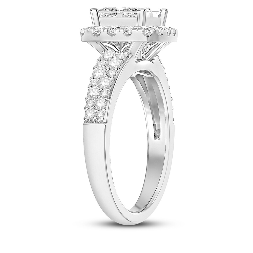 Diamond Engagement Ring 1-1/2 ct tw Round/Princess 14K White Gold 8UVgsCgw Diamond Engagement Ring 1-1/2 ct tw Round/Princess 14K White Gold 8UVgsCgw