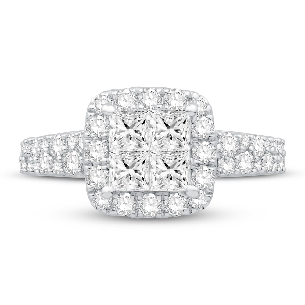 Diamond Engagement Ring 1-1/2 ct tw Round/Princess 14K White Gold 8UVgsCgw Diamond Engagement Ring 1-1/2 ct tw Round/Princess 14K White Gold 8UVgsCgw