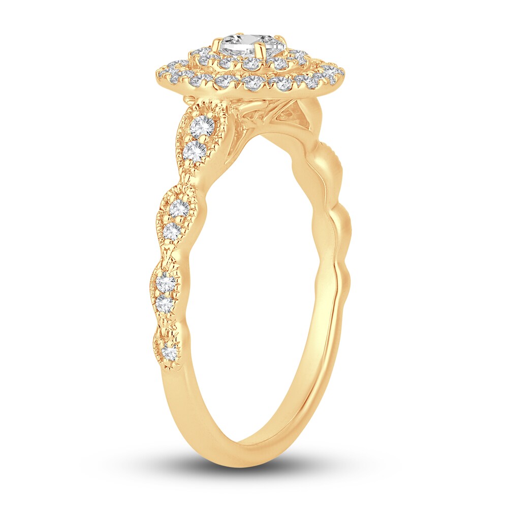 Diamond Double Halo Engagement Ring 1/2 ct tw Oval/Round 14K Yellow Gold 8ajVshcv Diamond Double Halo Engagement Ring 1/2 ct tw Oval/Round 14K Yellow Gold 8ajVshcv