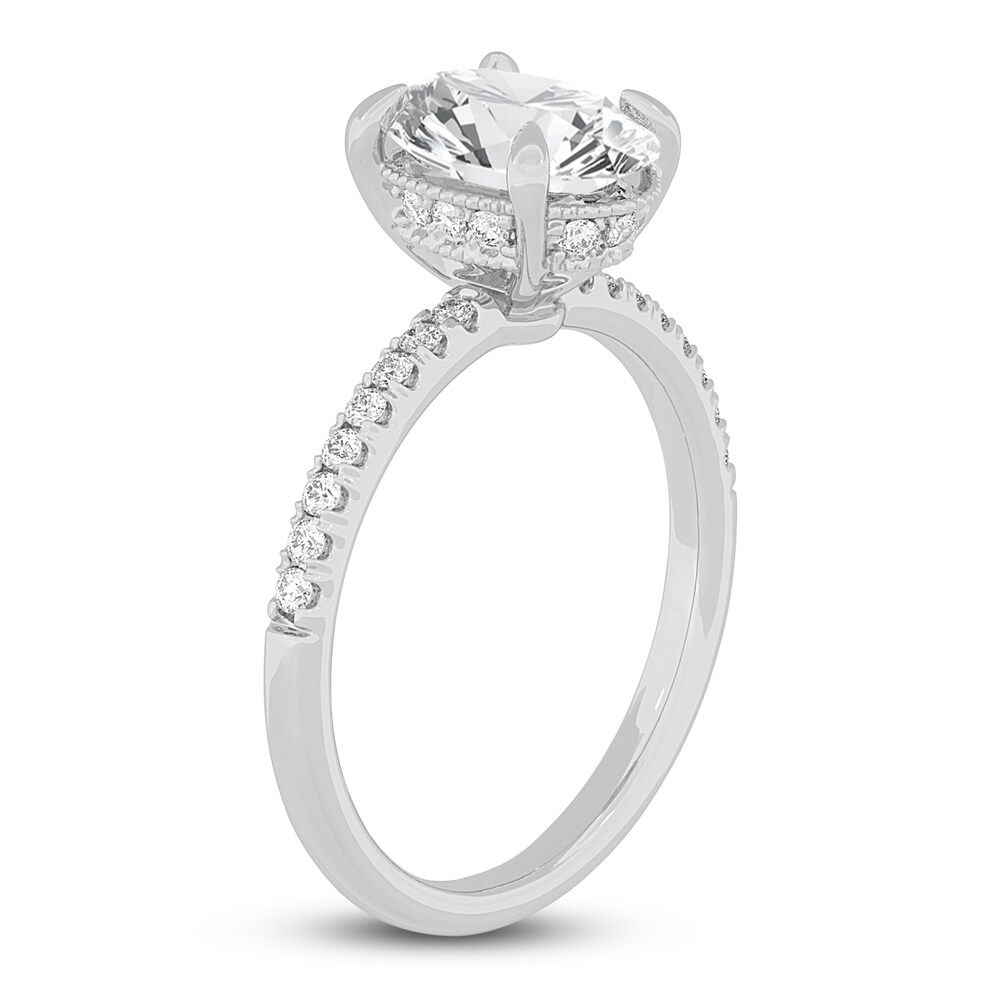 Lab-Created Diamond Engagement Ring 2-1/4 ct tw Oval/Round 14K White Gold 8e7iqHlD Lab-Created Diamond Engagement Ring 2-1/4 ct tw Oval/Round 14K White Gold 8e7iqHlD