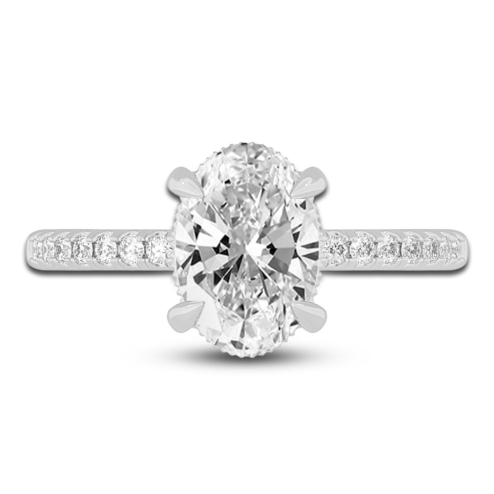 Lab-Created Diamond Engagement Ring 2-1/4 ct tw Oval/Round 14K White Gold 8e7iqHlD Lab-Created Diamond Engagement Ring 2-1/4 ct tw Oval/Round 14K White Gold 8e7iqHlD