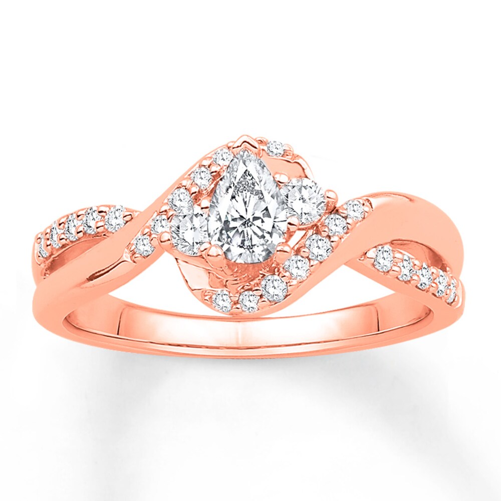 Diamond Engagement Ring 5/8 ct tw Pear-shaped 14K Rose Gold 8jDZB5FA Diamond Engagement Ring 5/8 ct tw Pear-shaped 14K Rose Gold 8jDZB5FA