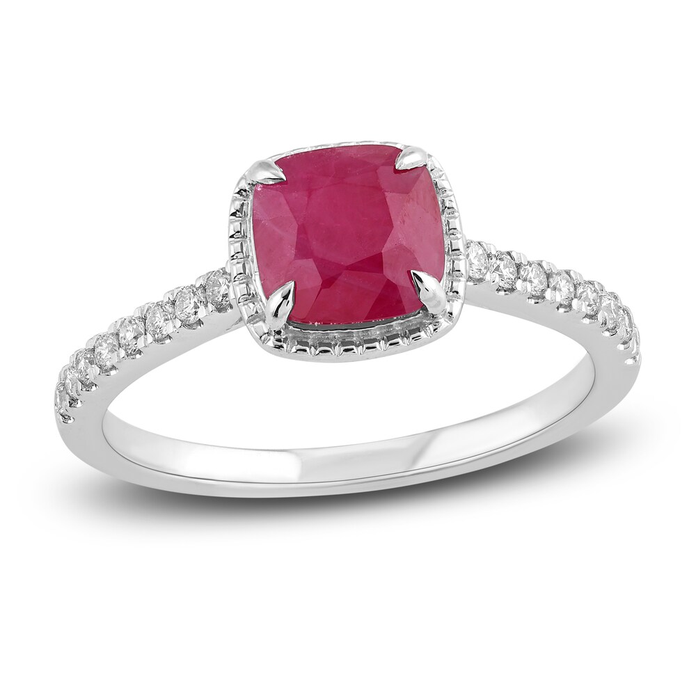 Natural Ruby Engagement Ring 1/6 ct tw 14K White Gold 8lOyrjmx Natural Ruby Engagement Ring 1/6 ct tw 14K White Gold 8lOyrjmx