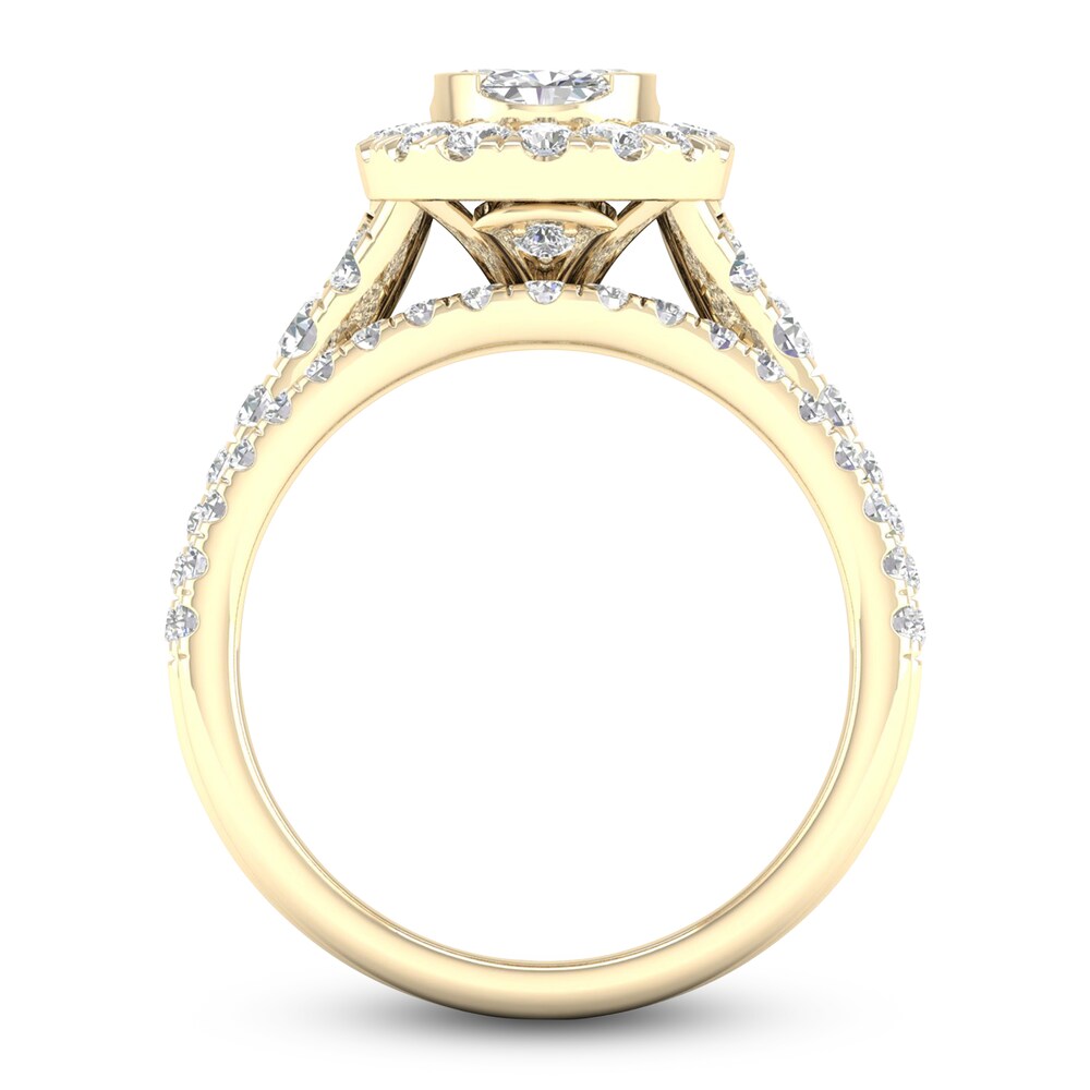 Diamond Bridal Set 1-1/2 ct tw Oval/Round 14K Yellow Gold 8qn9bw1r Diamond Bridal Set 1-1/2 ct tw Oval/Round 14K Yellow Gold 8qn9bw1r
