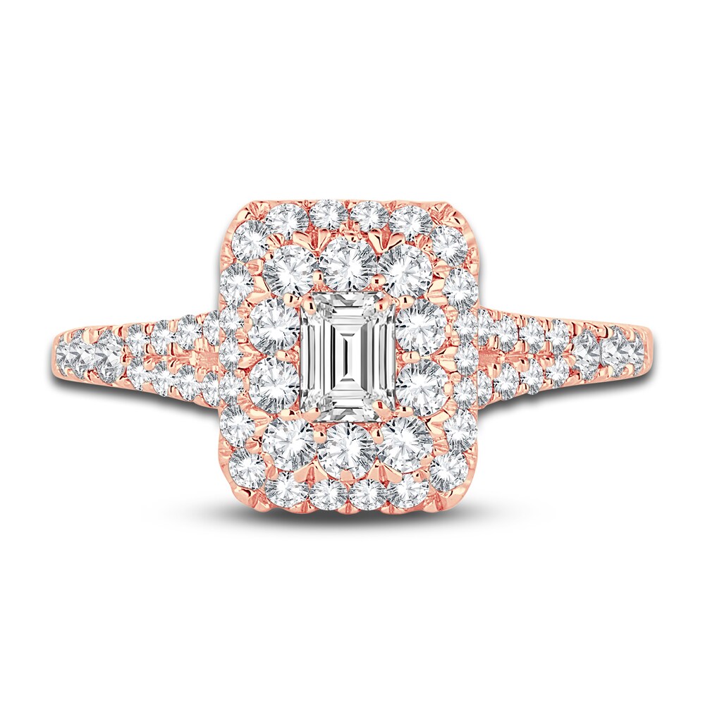 Diamond Double Halo Engagement Ring 1 ct tw Emerald/Round 14K Rose Gold 8sVfCVaK Diamond Double Halo Engagement Ring 1 ct tw Emerald/Round 14K Rose Gold 8sVfCVaK