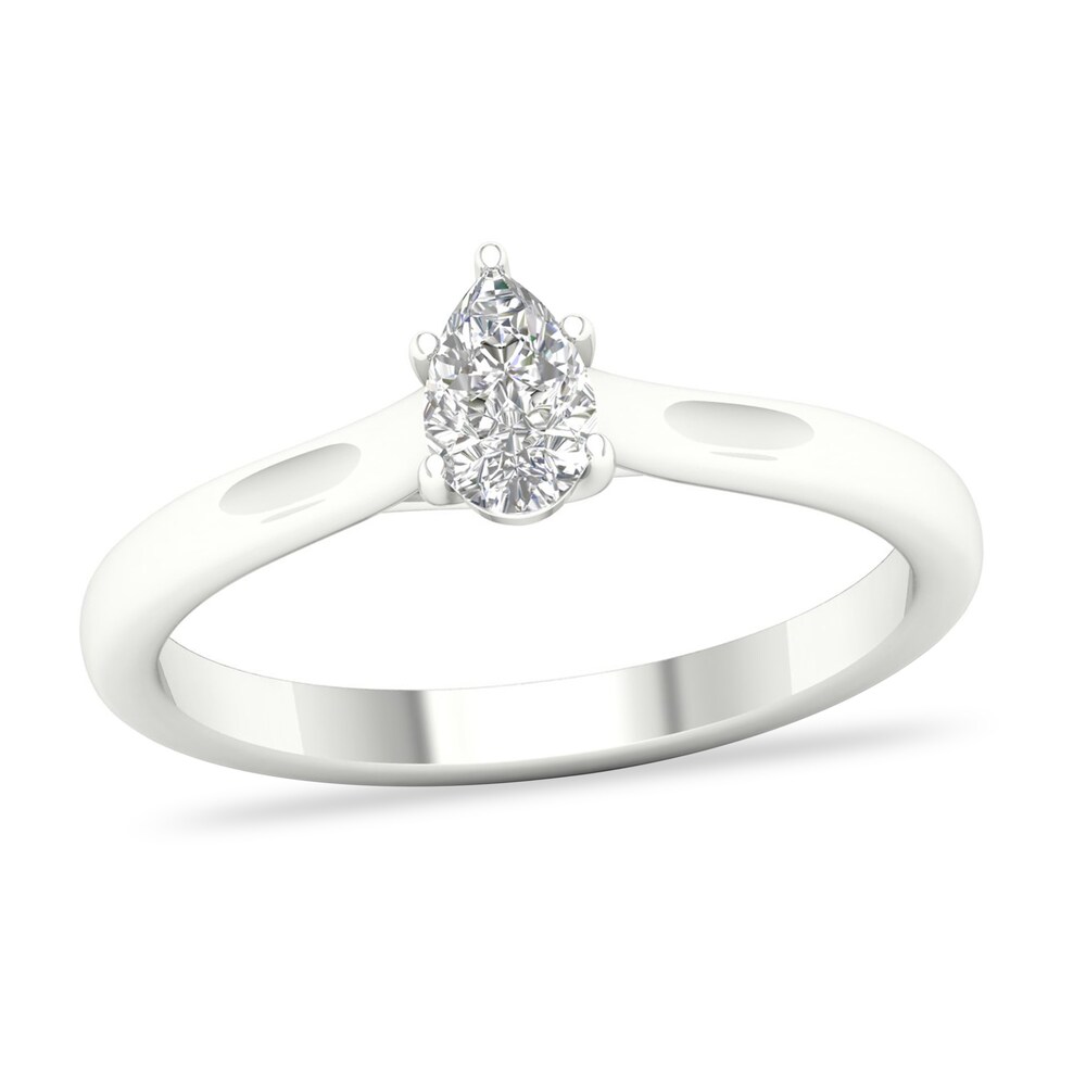 Diamond Solitaire Ring 1/3 ct tw Pear-shaped 14K White Gold (SI2/I) 8vOO3vVS Diamond Solitaire Ring 1/3 ct tw Pear-shaped 14K White Gold (SI2/I) 8vOO3vVS