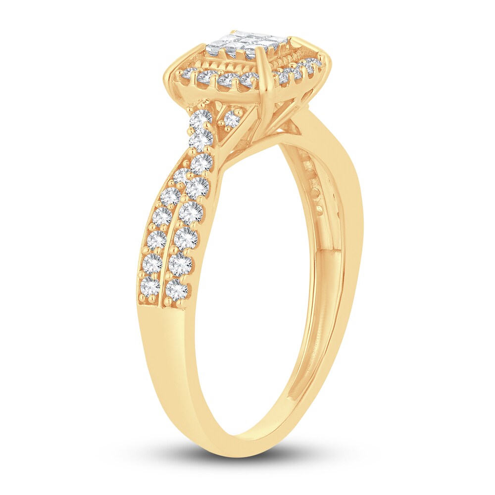 Diamond Ring 1/2 ct tw Round/Princess 14K Yellow Gold 8zrAeCuc Diamond Ring 1/2 ct tw Round/Princess 14K Yellow Gold 8zrAeCuc