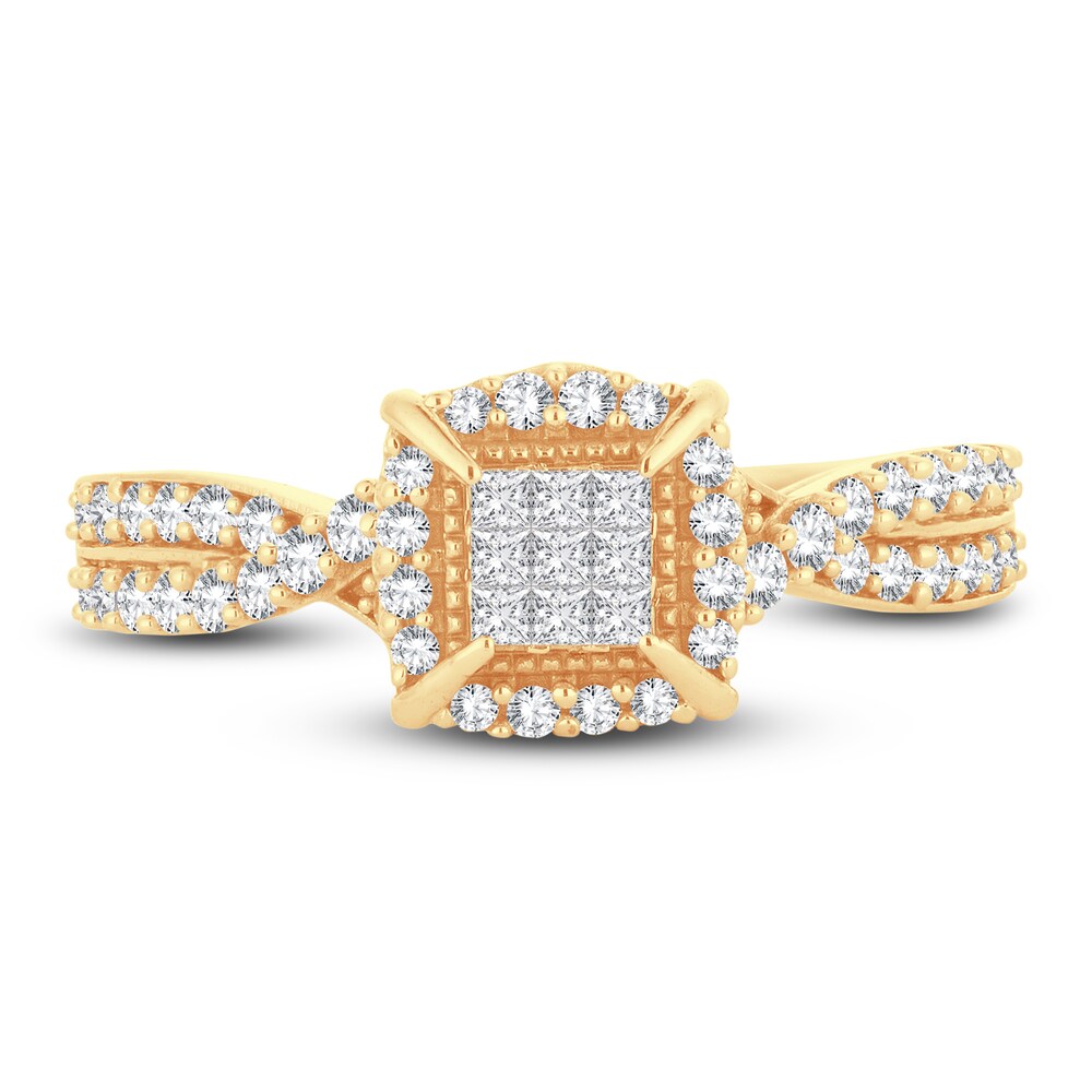 Diamond Ring 1/2 ct tw Round/Princess 14K Yellow Gold 8zrAeCuc Diamond Ring 1/2 ct tw Round/Princess 14K Yellow Gold 8zrAeCuc