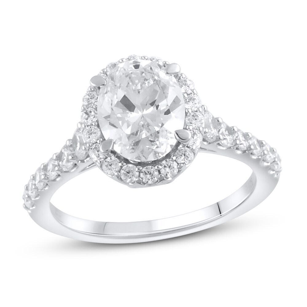 Lab-Created Diamond Engagement Ring 2-3/4 ct tw Oval/Round 14K White Gold 981b1R9y Lab-Created Diamond Engagement Ring 2-3/4 ct tw Oval/Round 14K White Gold 981b1R9y