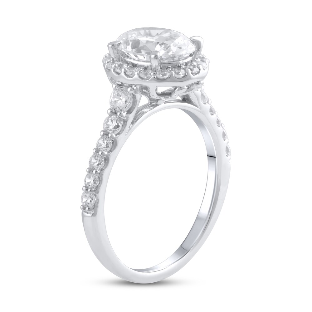 Lab-Created Diamond Engagement Ring 2-3/4 ct tw Oval/Round 14K White Gold 981b1R9y Lab-Created Diamond Engagement Ring 2-3/4 ct tw Oval/Round 14K White Gold 981b1R9y