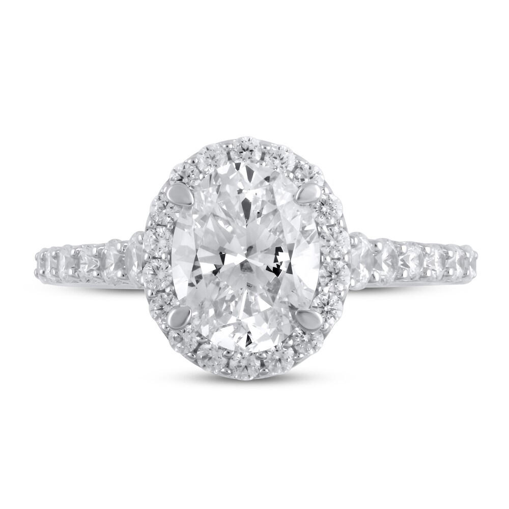 Lab-Created Diamond Engagement Ring 2-3/4 ct tw Oval/Round 14K White Gold 981b1R9y Lab-Created Diamond Engagement Ring 2-3/4 ct tw Oval/Round 14K White Gold 981b1R9y