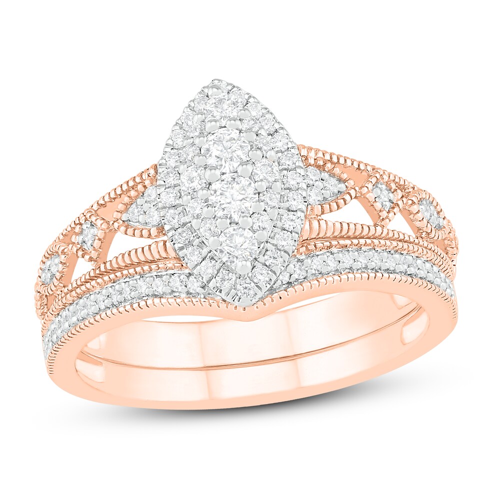 Diamond Bridal Set 1/2 ct tw Round 14K Rose Gold 9IaOTxzn Diamond Bridal Set 1/2 ct tw Round 14K Rose Gold 9IaOTxzn