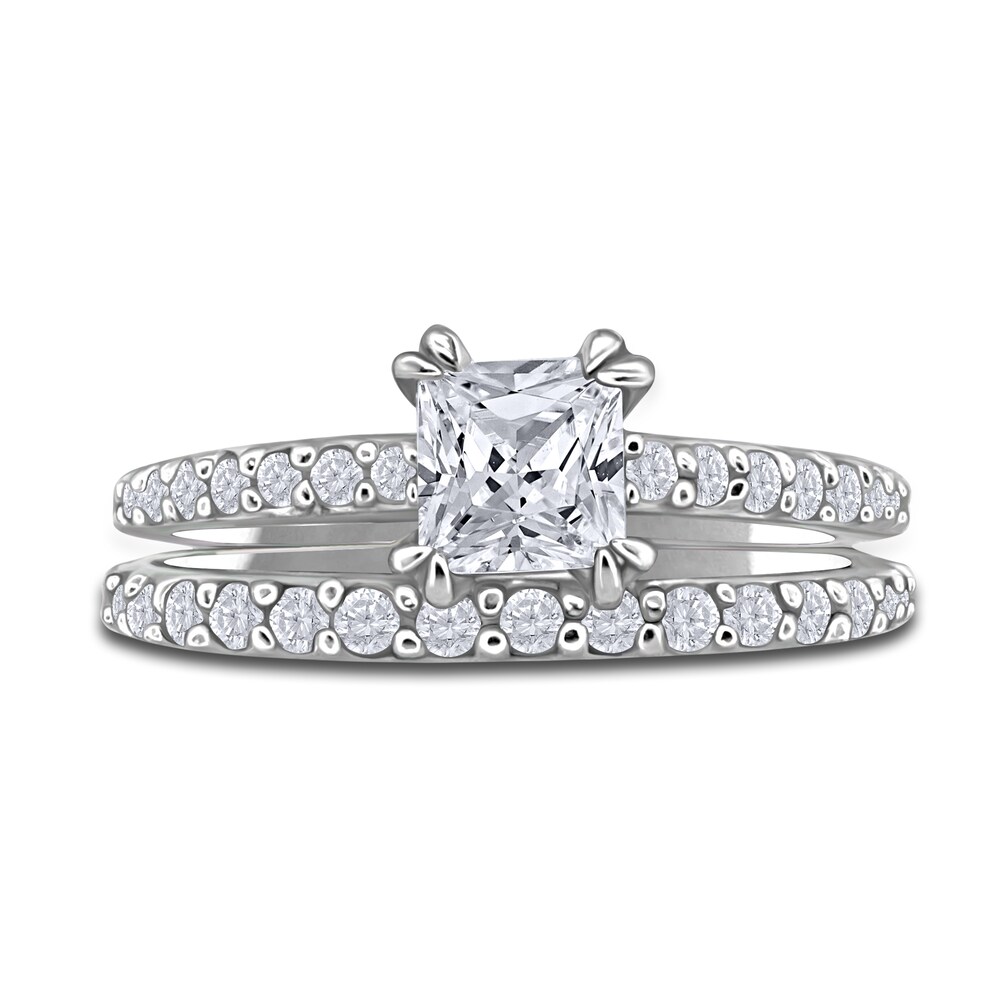 Diamond Bridal Set 1-3/8 ct tw Princess/Round 14K White Gold 9SqXl7sE Diamond Bridal Set 1-3/8 ct tw Princess/Round 14K White Gold 9SqXl7sE