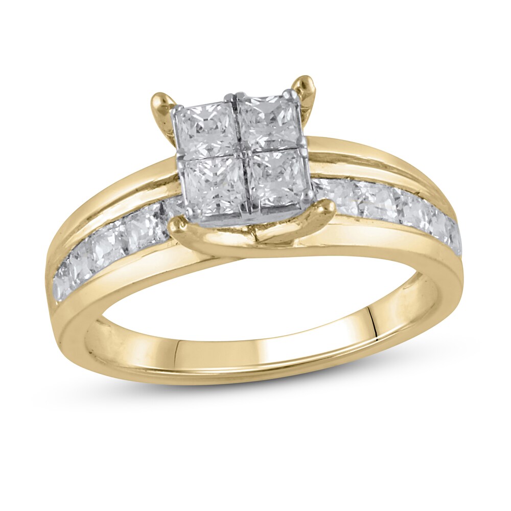 Diamond Engagement Ring 1-1/2 ct tw Round 14K Yellow Gold 9TW3V4qR Diamond Engagement Ring 1-1/2 ct tw Round 14K Yellow Gold 9TW3V4qR