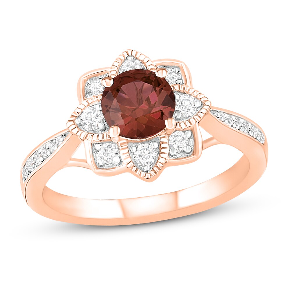 Natural Garnet Engagement Ring 1/4 ct tw Diamonds 14K Rose Gold 9XODqjIB Natural Garnet Engagement Ring 1/4 ct tw Diamonds 14K Rose Gold 9XODqjIB