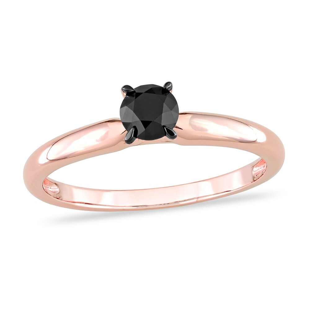 Black Diamond Solitaire Engagement Ring 1/2 ct tw Round-cut 14K Rose Gold 9g8fGXRi Black Diamond Solitaire Engagement Ring 1/2 ct tw Round-cut 14K Rose Gold 9g8fGXRi