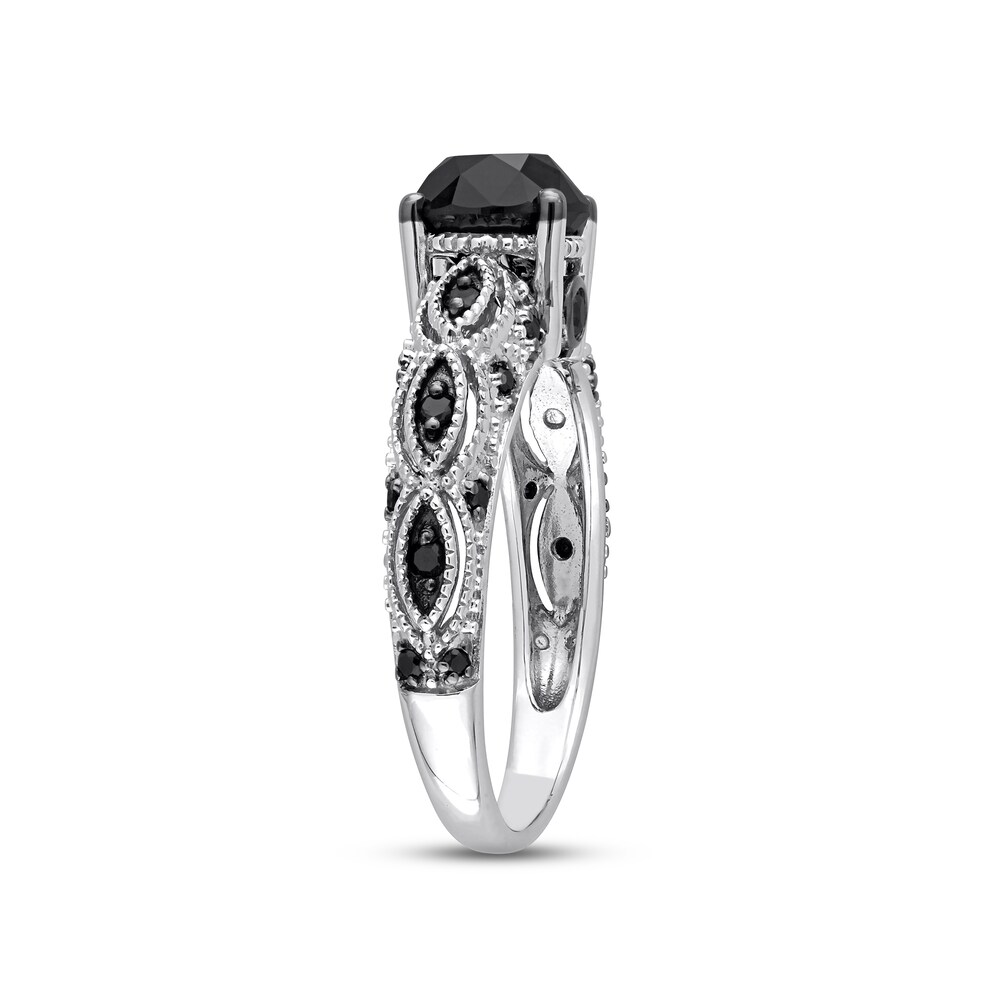 Black Diamond Engagement Ring 2 ct tw Round 10K White Gold 9hzz71SS Black Diamond Engagement Ring 2 ct tw Round 10K White Gold 9hzz71SS