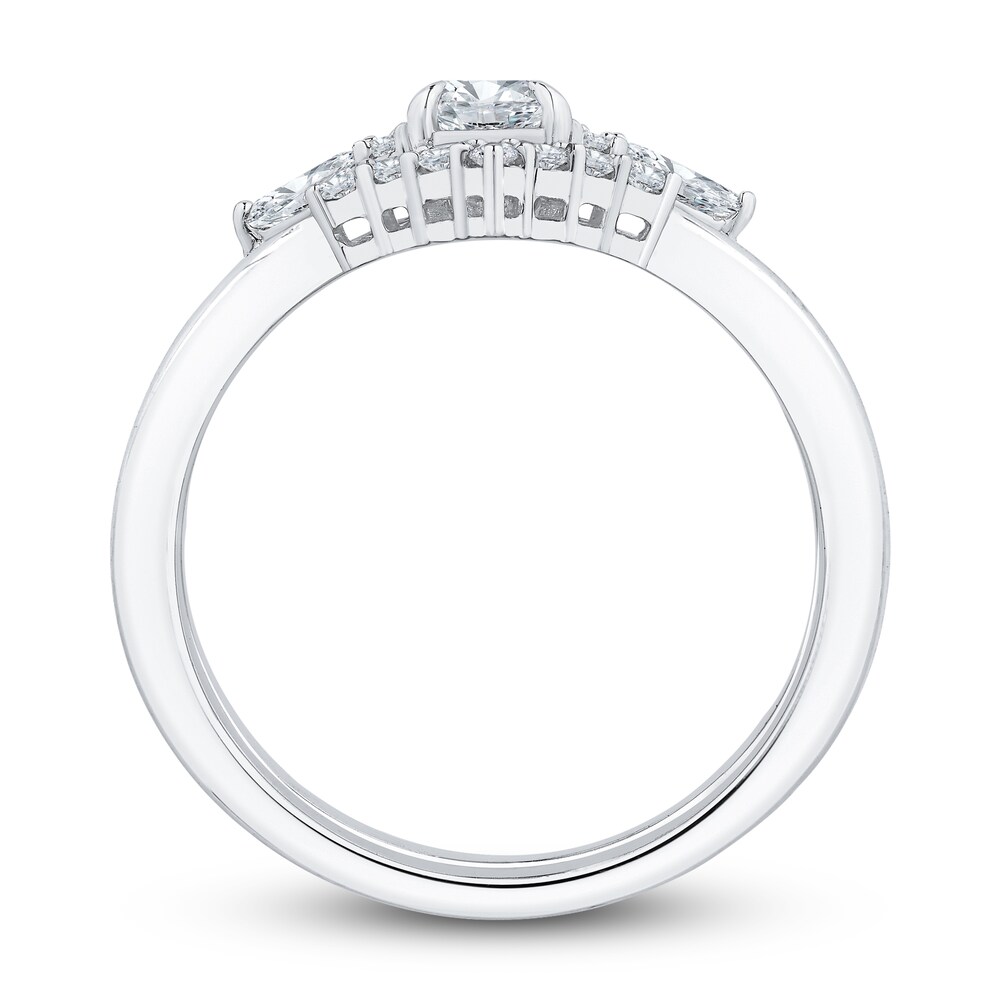 Diamond Engagement Ring 5/8 ct tw Oval/Round 14K White Gold 9mF1K8TD Diamond Engagement Ring 5/8 ct tw Oval/Round 14K White Gold 9mF1K8TD