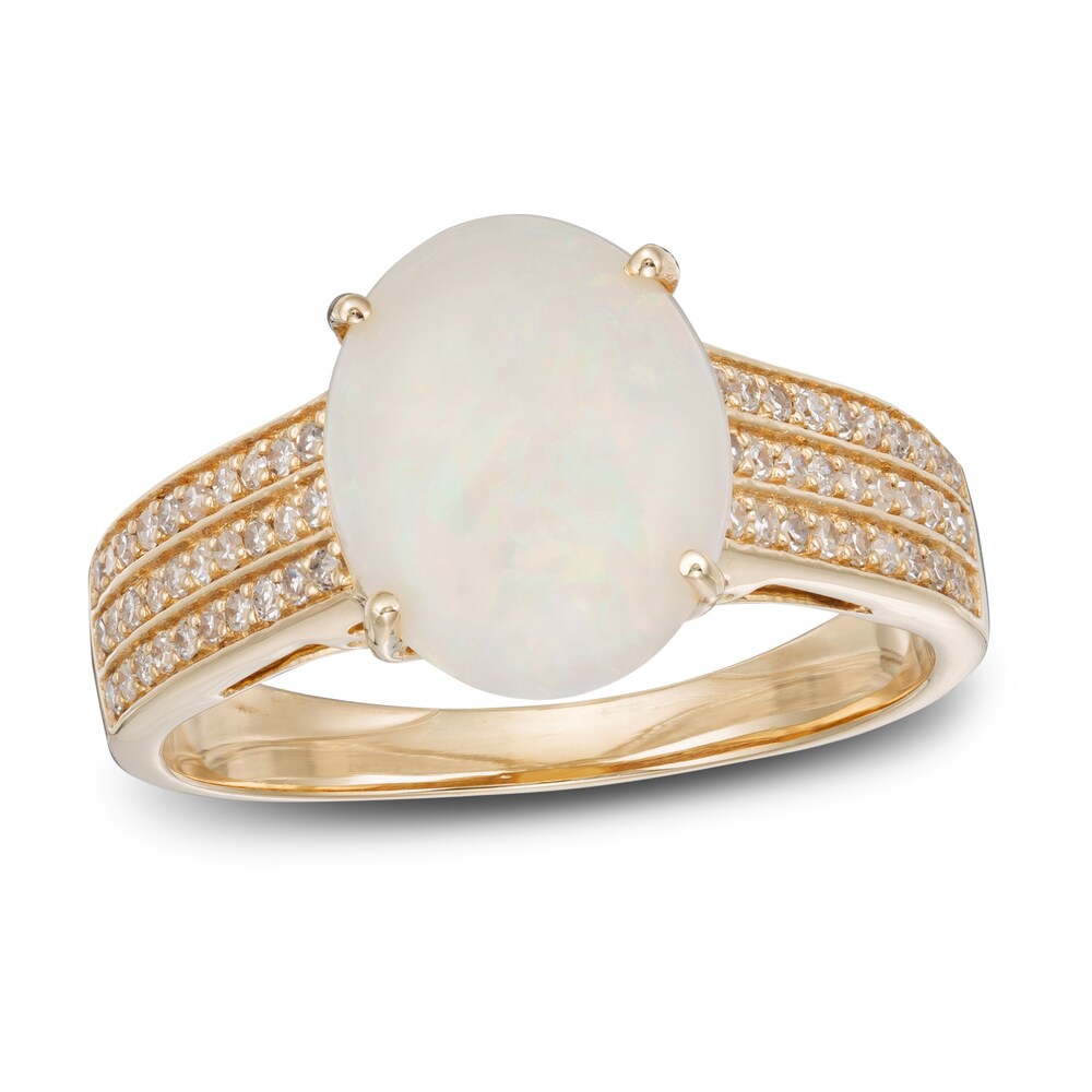LALI Jewels Natural Opal Engagement Ring 1/4 ct tw Diamonds 14K Yellow Gold 9pm6aGyF LALI Jewels Natural Opal Engagement Ring 1/4 ct tw Diamonds 14K Yellow Gold 9pm6aGyF