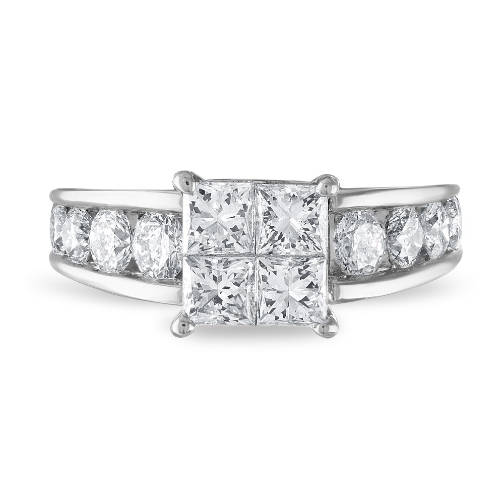 Diamond Engagement Ring 2-1/2 ct tw Princess/Round 14K White Gold A3NkIOxL Diamond Engagement Ring 2-1/2 ct tw Princess/Round 14K White Gold A3NkIOxL
