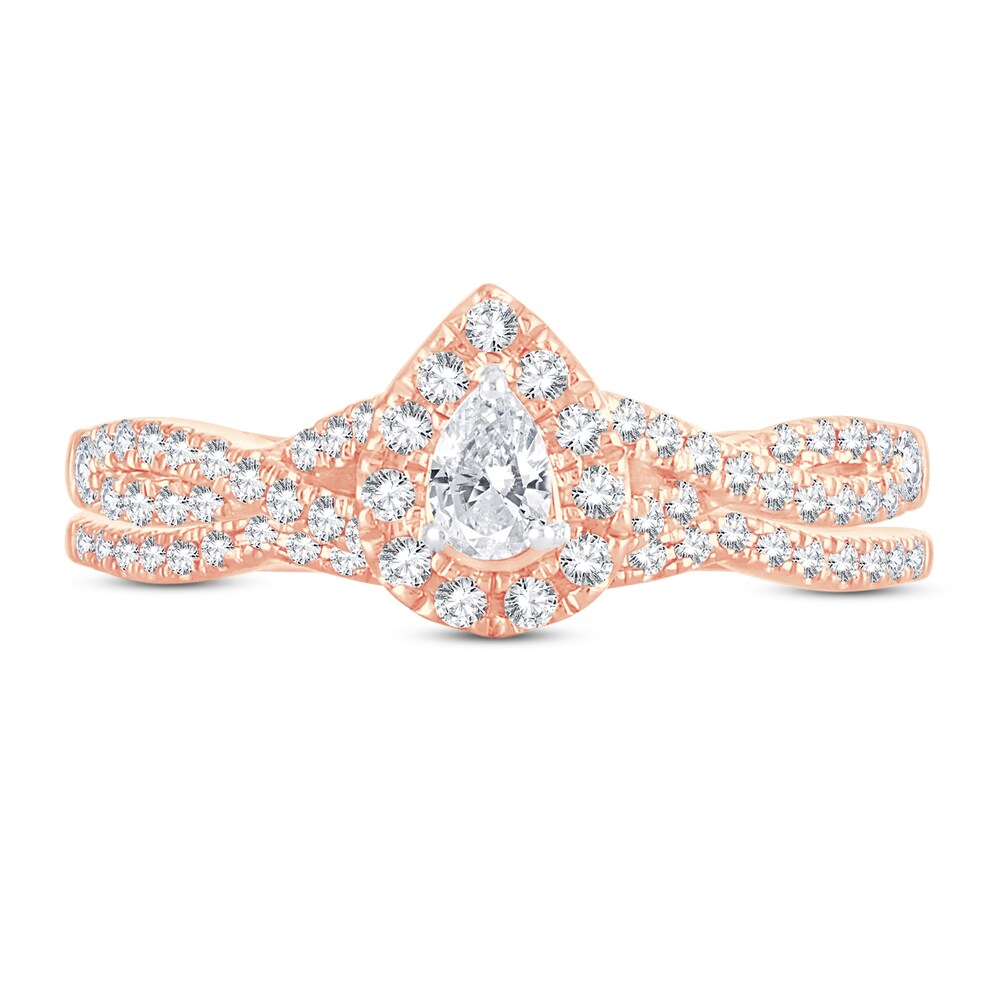 Diamond Bridal Set 1/2 ct tw Pear-shaped/Round-cut 14K Rose Gold A6XTbHPu Diamond Bridal Set 1/2 ct tw Pear-shaped/Round-cut 14K Rose Gold A6XTbHPu