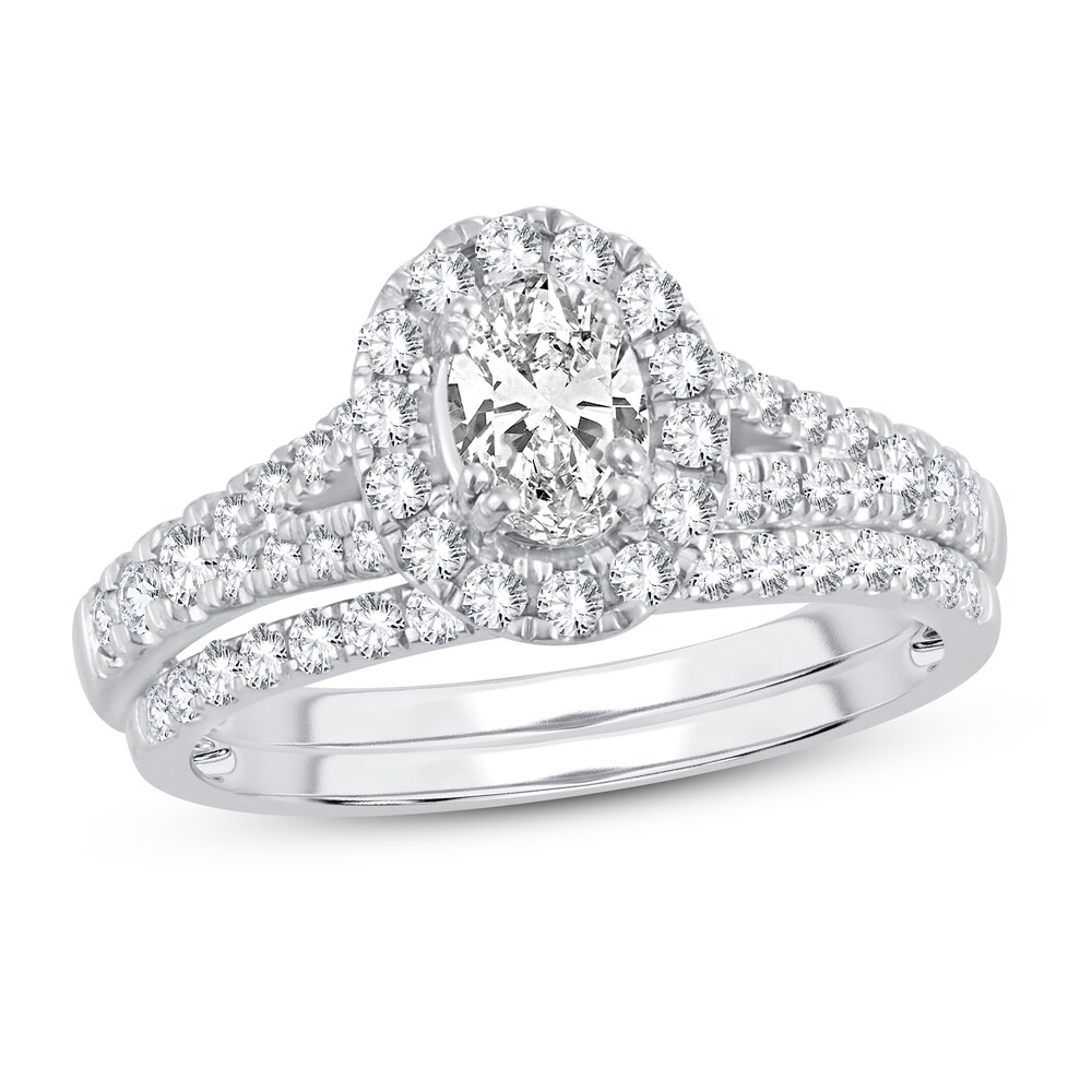 Diamond Bridal Set 1-1/8 ct tw Round/Oval 14K White Gold A9jba8nV Diamond Bridal Set 1-1/8 ct tw Round/Oval 14K White Gold A9jba8nV