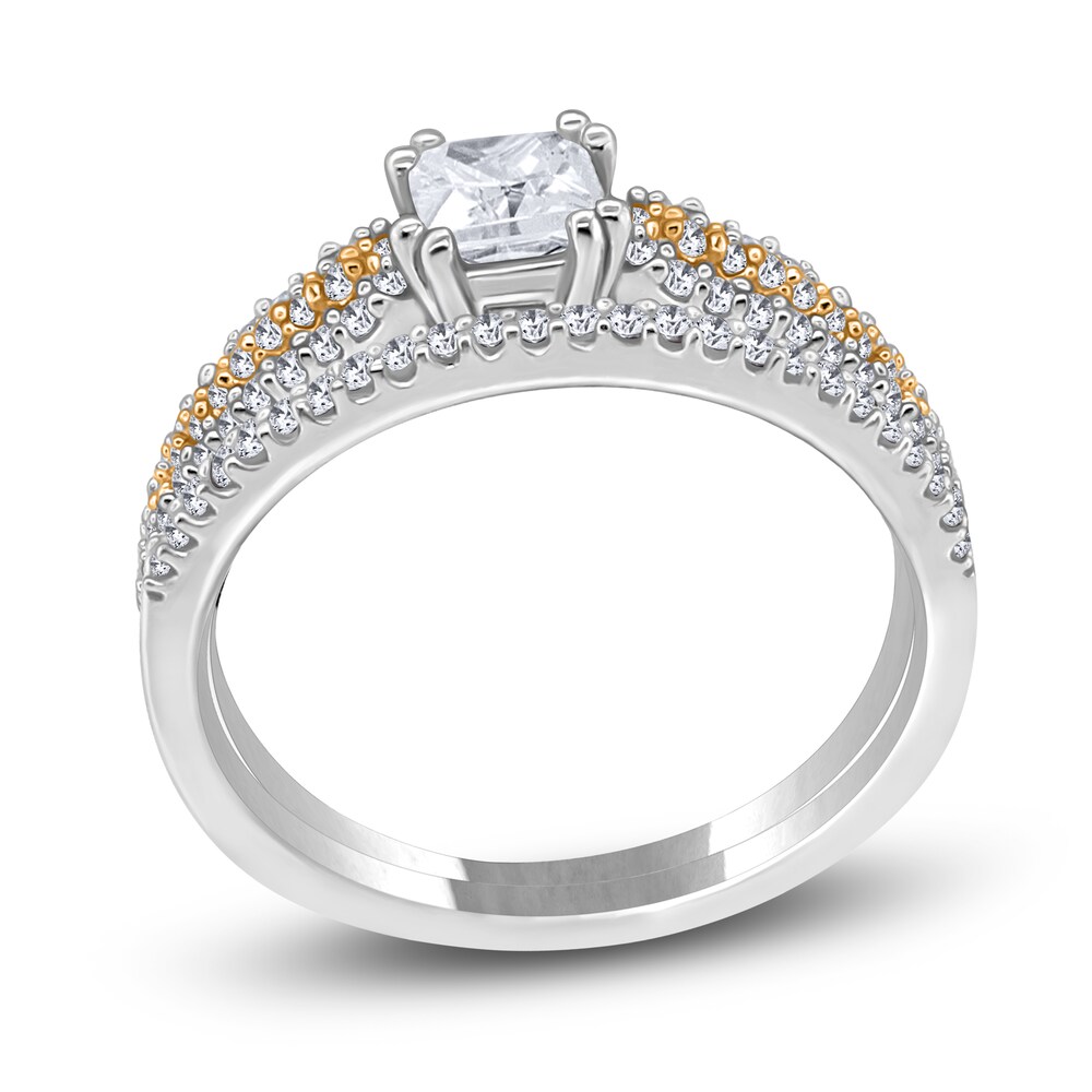Diamond Bridal Set 7/8 ct tw Princess/Round 14K Two-Tone Gold Aix6qjZj Diamond Bridal Set 7/8 ct tw Princess/Round 14K Two-Tone Gold Aix6qjZj