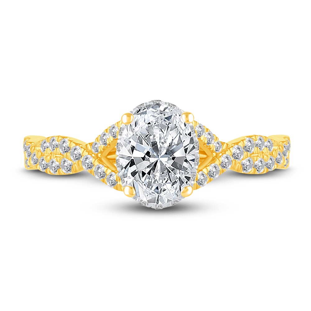 Diamond Twist Engagement Ring 1-3/8 ct tw Oval/Round 14K Yellow Gold AlMwlBTG Diamond Twist Engagement Ring 1-3/8 ct tw Oval/Round 14K Yellow Gold AlMwlBTG