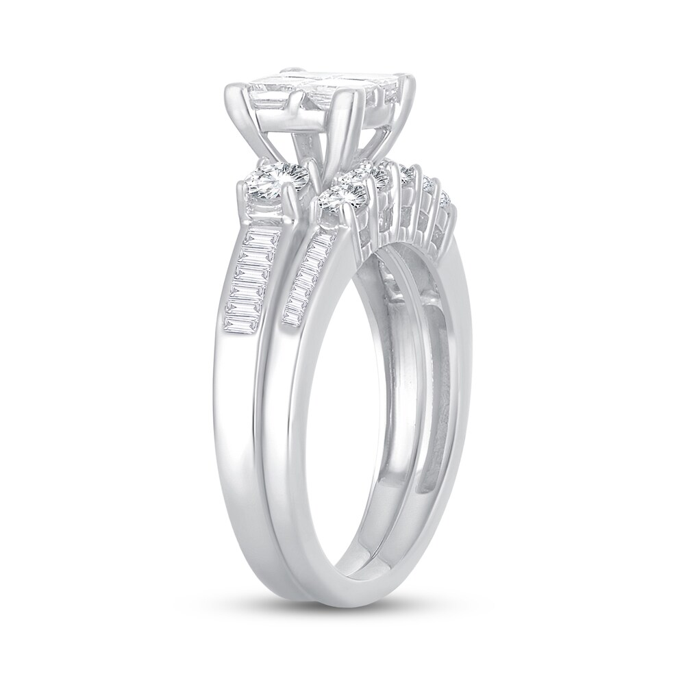 Diamond Bridal Set 1-1/2 ct tw Round/Princess/Baguette 14K White Gold AmIxsnb7 Diamond Bridal Set 1-1/2 ct tw Round/Princess/Baguette 14K White Gold AmIxsnb7