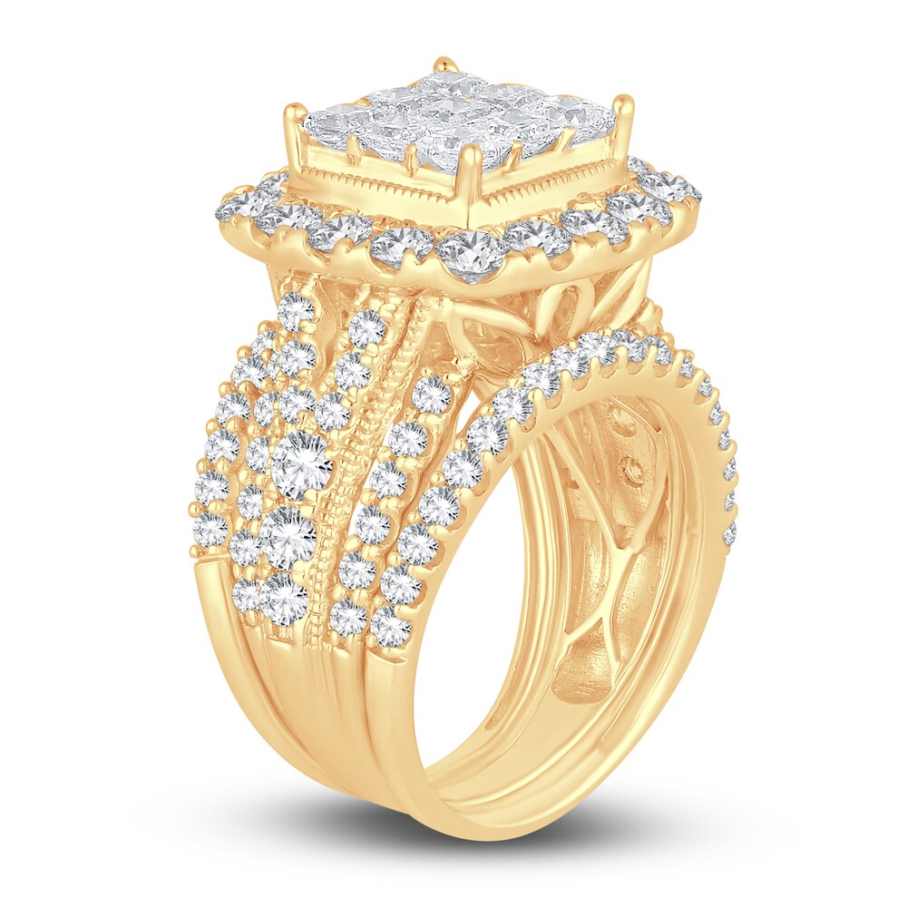 Diamond Ring 4 ct tw Princess/Round 14K Yellow Gold Ameihh1S Diamond Ring 4 ct tw Princess/Round 14K Yellow Gold Ameihh1S