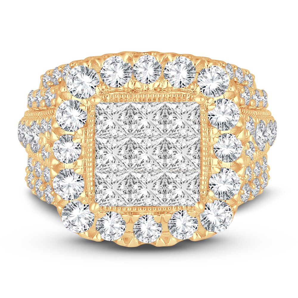 Diamond Ring 4 ct tw Princess/Round 14K Yellow Gold Ameihh1S Diamond Ring 4 ct tw Princess/Round 14K Yellow Gold Ameihh1S