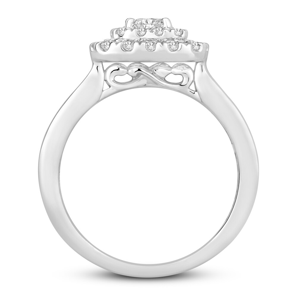 Diamond Engagement Ring 1 ct tw Princess/Round 14K White Gold ApguA87w Diamond Engagement Ring 1 ct tw Princess/Round 14K White Gold ApguA87w