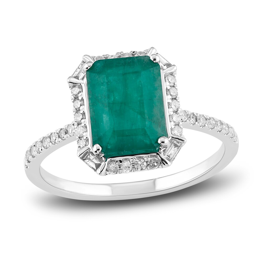 Natural Emerald Engagement Ring 1/4 ct tw Diamonds 14K White Gold BLSToTB6 Natural Emerald Engagement Ring 1/4 ct tw Diamonds 14K White Gold BLSToTB6