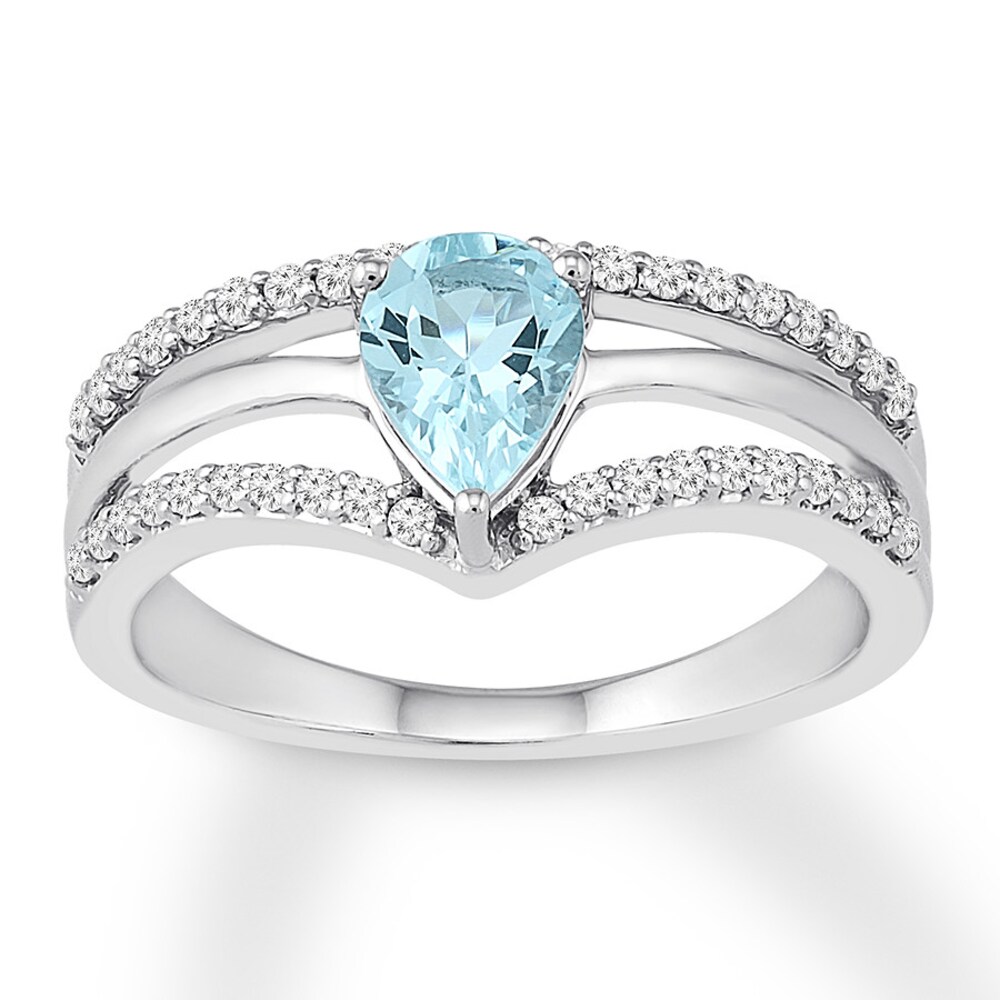 Aquamarine Engagement Ring 1/4 ct tw Diamonds 14K White Gold BNvm4Zr3 Aquamarine Engagement Ring 1/4 ct tw Diamonds 14K White Gold BNvm4Zr3