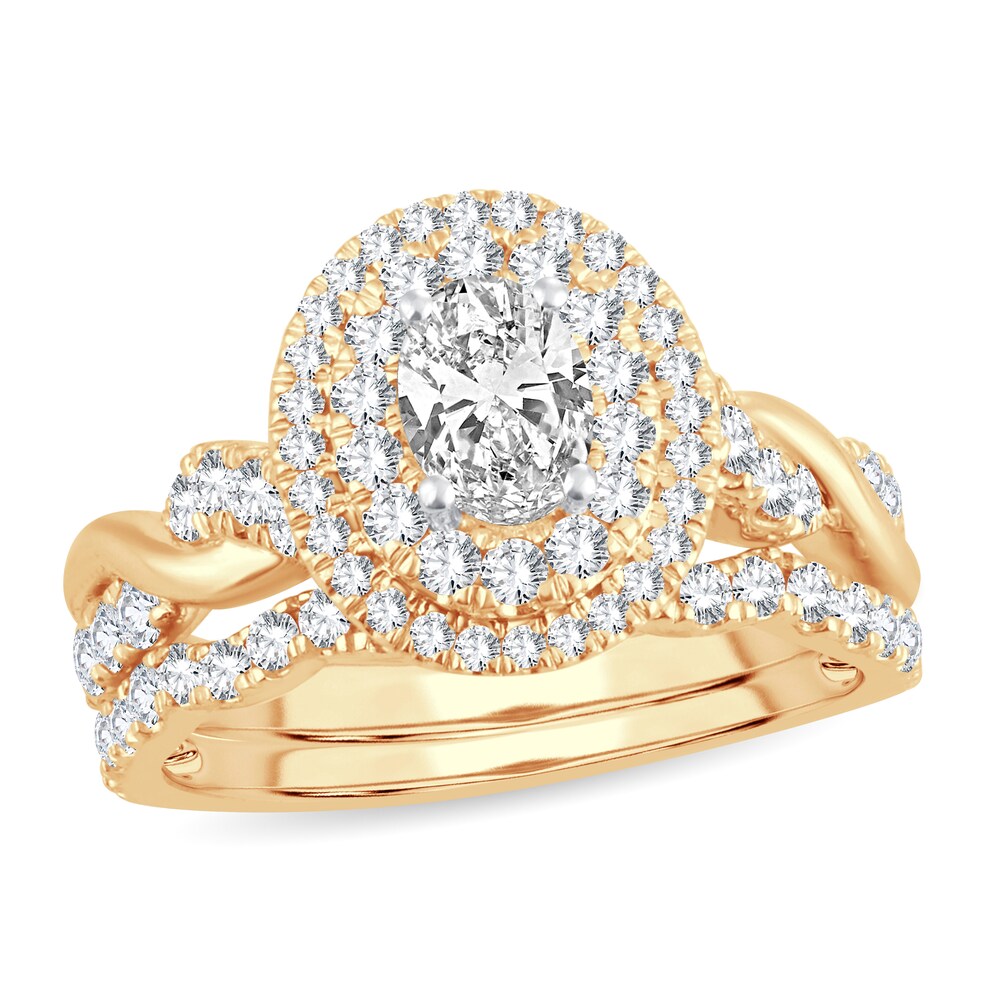 Diamond Bridal Set 1-1/2 ct tw Oval 14K Yellow Gold BNwoq5WD Diamond Bridal Set 1-1/2 ct tw Oval 14K Yellow Gold BNwoq5WD