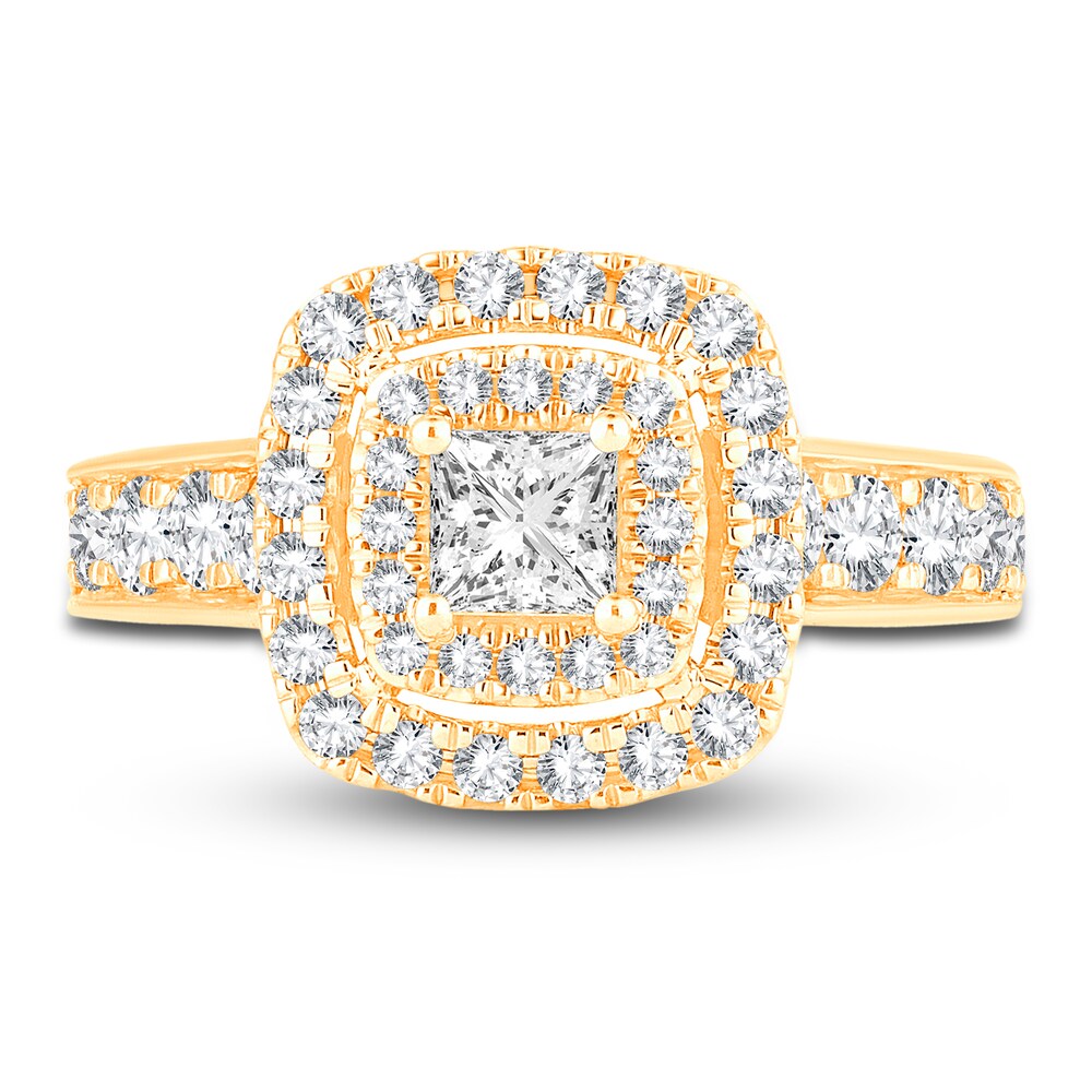 Diamond Double Halo Engagement Ring 1-1/3 ct tw Princess 14K Yellow Gold BQtmPLgE Diamond Double Halo Engagement Ring 1-1/3 ct tw Princess 14K Yellow Gold BQtmPLgE