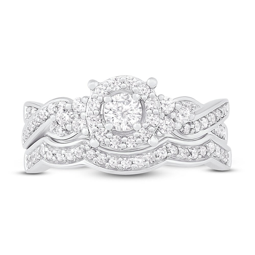 Diamond Bridal Set 1/2 ct tw Round 14K White Gold BjntlsD5 Diamond Bridal Set 1/2 ct tw Round 14K White Gold BjntlsD5